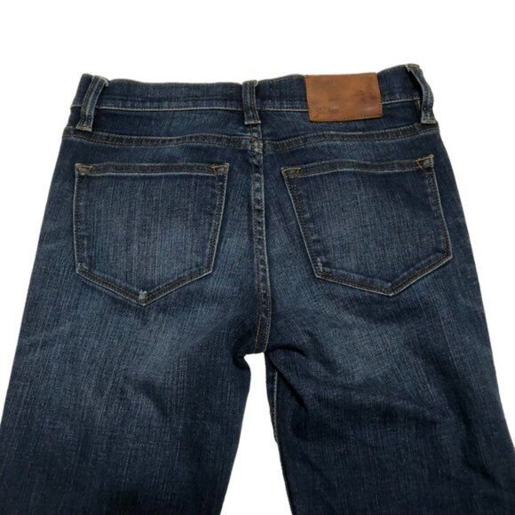 J.Crew Toothpick Jeans Sz 24 Dark Rinse Blue Mid-Rise Factory Distressed Womens - Picture 4 of 4